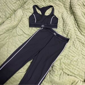 Alo Yoga Black Sports Bra and Leggings Set